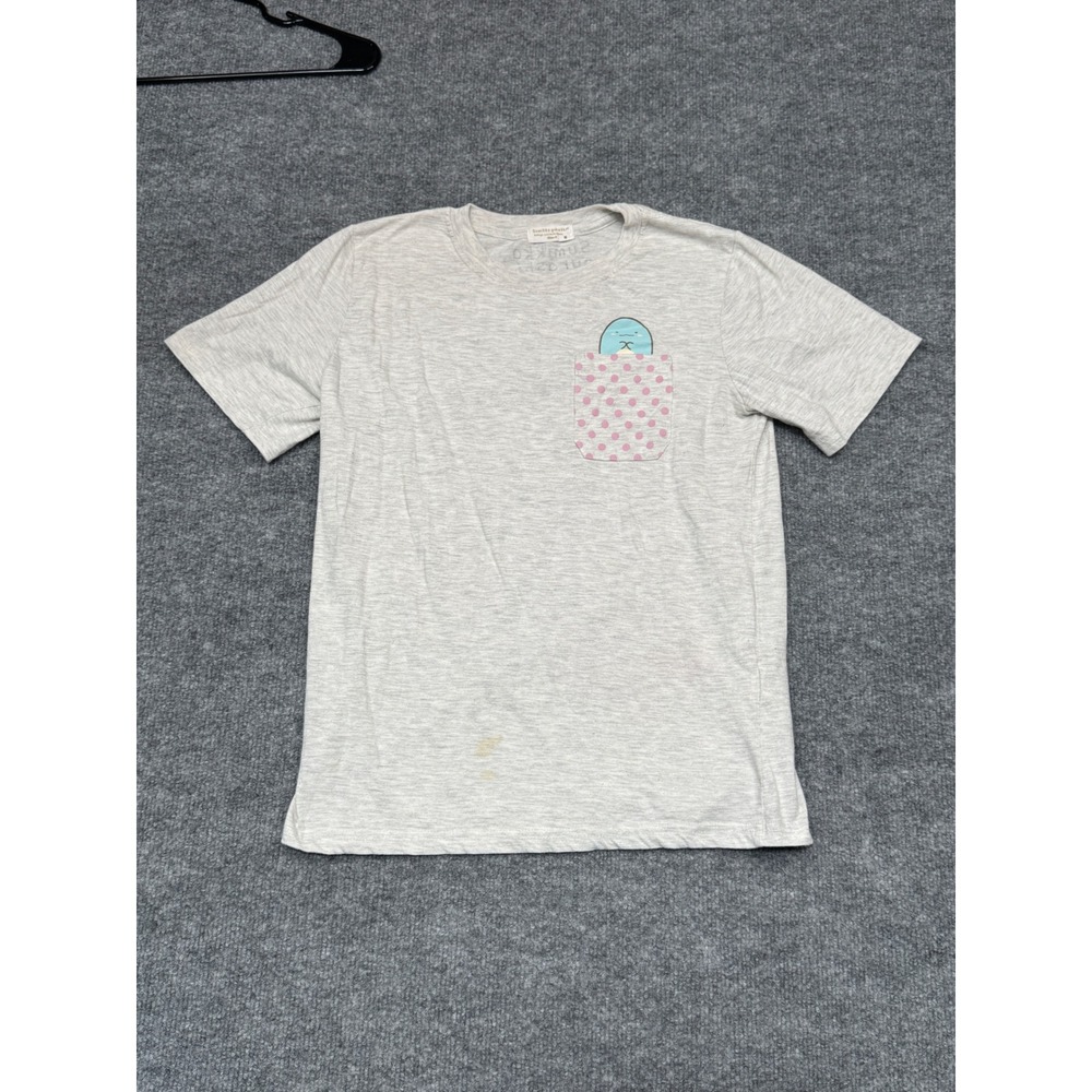 Sumikko‎ Gurashi San-X Graphic Pocket T-Shirt Heather Gray Women Size M